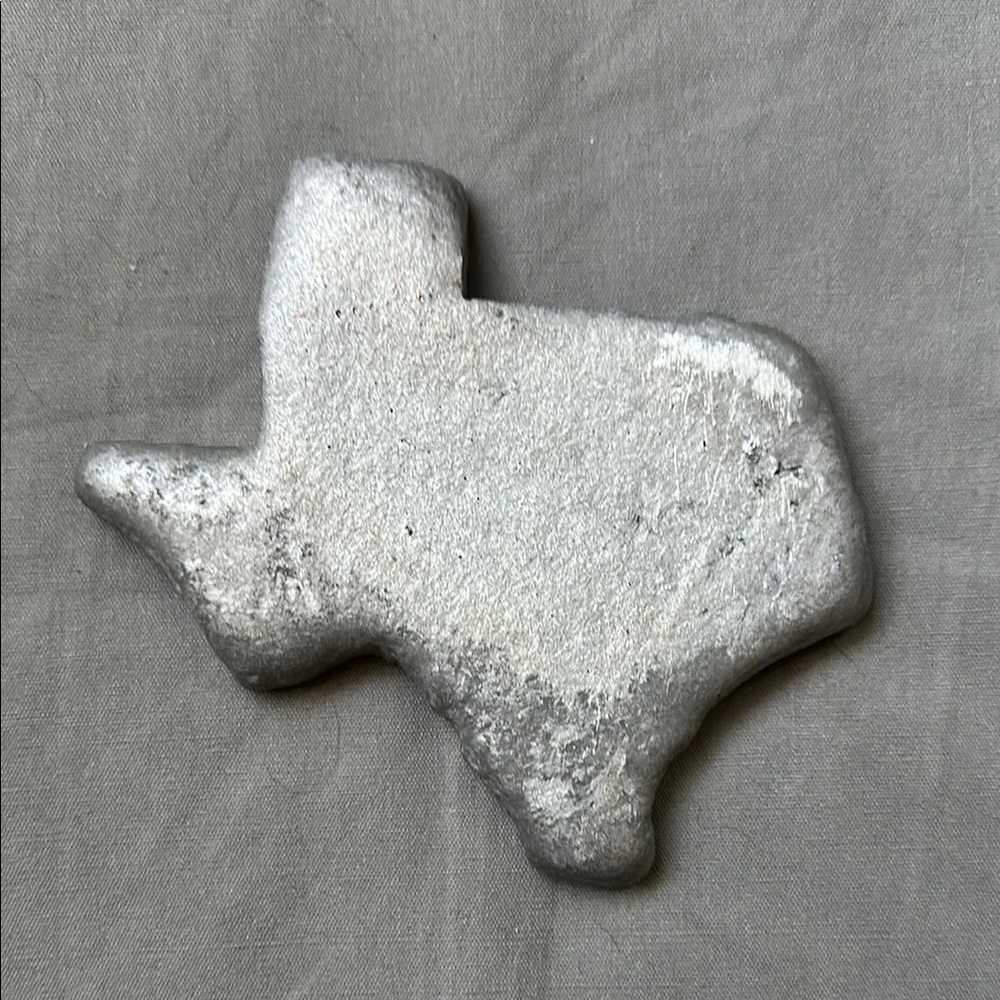 70s vintage Silver Texas Shaped Decorative paperweight smelted